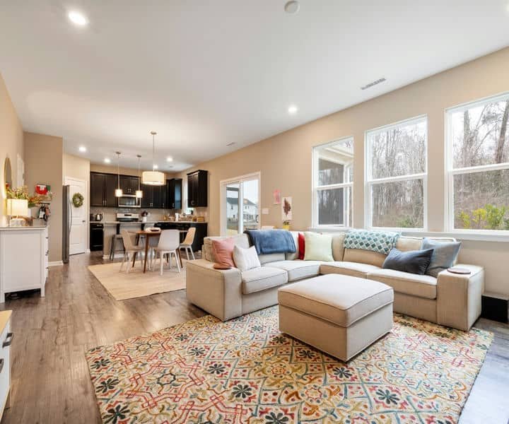 Cosy living area with beautifully designed interior , a dinning space with open layout