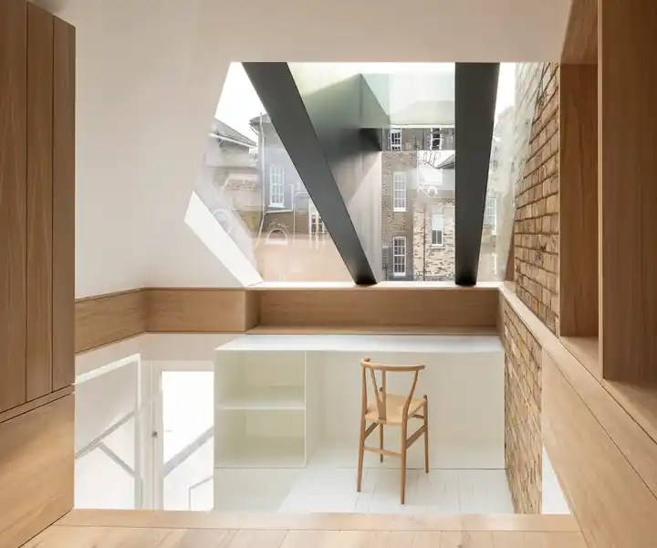 A modern workspace featuring mdern interior presenting a stunning conversion .