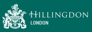Hillingdon London logo with green background featuring with an elegant design and stylish text