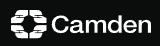 A simple yet elegant Camden logo designed with a stylised icon and the word "Camden" in bold letters, written on a black background.