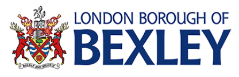 London Borough of Bexley logo, with a coat of arms with two red lions, and the text "London Borough of Bexley" beside it.