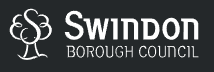 Swindon Borough Council logo with a tree graphic alongside the text "Swindon Borough Council" in white on a dark background.