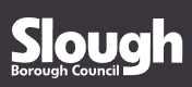 Slough Borough Council logo, showcasing the bold white text on a dark background, representing the local government of Slough, UK.