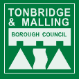 Tonbridge and Malling Borough Council logo with green back ground, abstracting shapes that identifies the council
