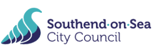 Southend-on-Sea City Council logo with a stylised seagull design in shades of teal and blue alongside the text.