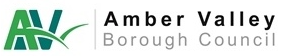 Amber Valley Borough Council logo presenting the initials "AV" in green with a stylised leaf design, accompanied by the council's name.