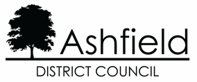Ashfield District Council logo showcasing a silhouette of a tree above the text "Ashfield District Council" in a modern font.