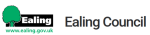 Ealing Council logo with a green tree and the text alongside with the website address.