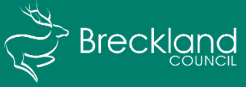 Breckland Council logo with teal background and a deer sketch