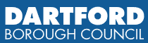 Dartford Borough Council logo in white text on a blue background.