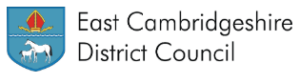 East Cambridgeshire District Council logo presenting a shield with a horse and foal, and a stylised crown above.