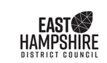 East Hampshire District Council logo with the black text and a geomatric leaf design.