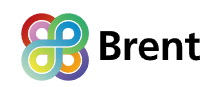Brent logo with a colorful infinity symbol